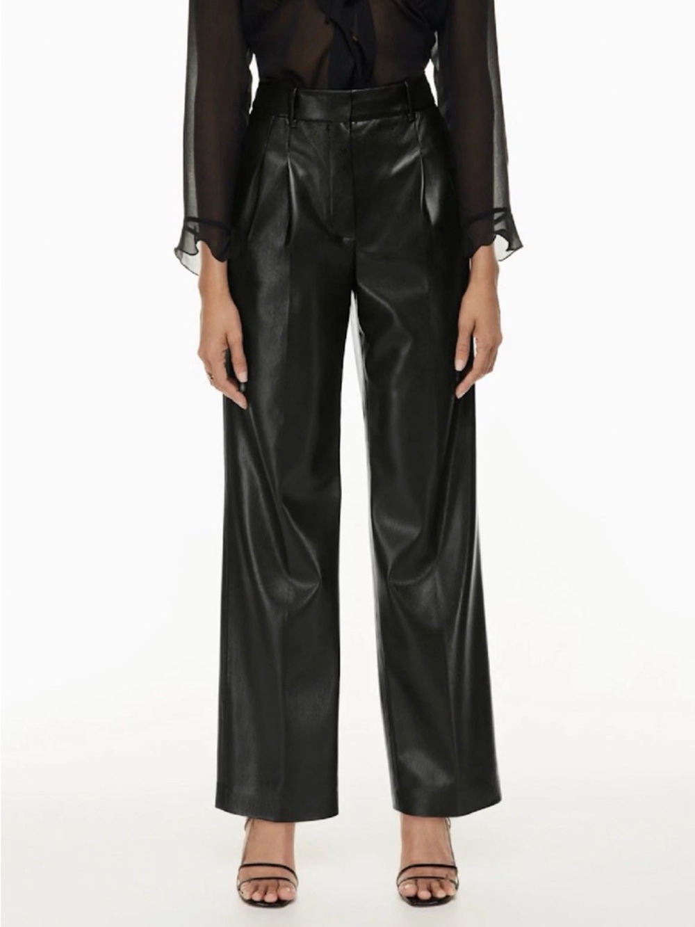 Wilfred Vegan Leather Easy Pant - Pleated High Rise Trousers
